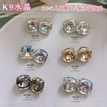 K9 Crystal Glass Rhinestone Big Fat Square Multi-Cut Super Shiny Shaped Pointed Bottom Nail Rhinestones Accessories SW