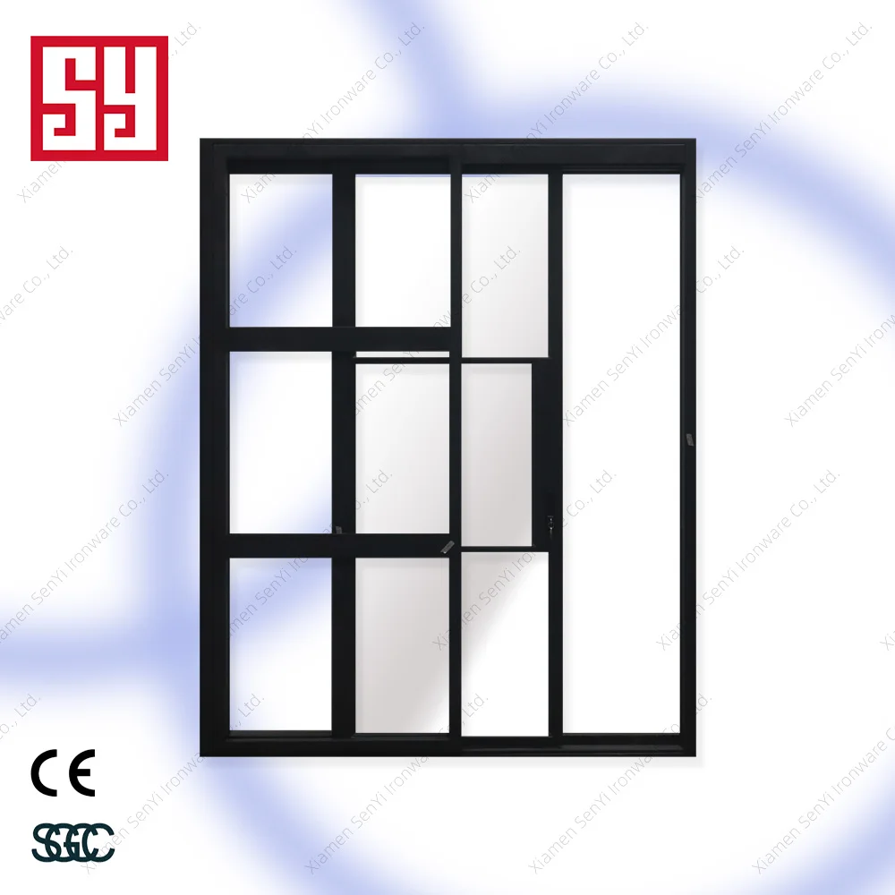 Modern French Ghost Door Sliding Door Wrought Iron Door with Finished Surface Durable and Waterproof for Entry