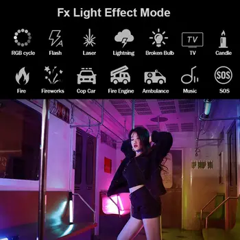 Godox LC500R RGB LED Light Stick 2500K-8500K Bi-Color Full Color Lighting Effects CRI 96 TLCI 98 with Remote Control & Barndoor detail image