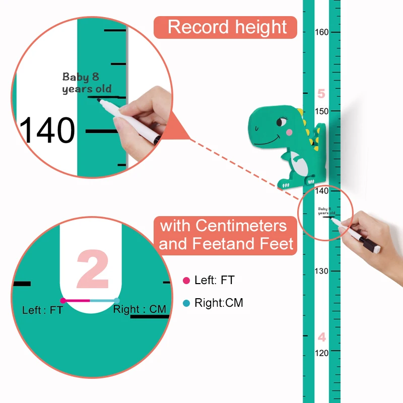 Dinosaur Children Custom Printed Height Ruler Kids Growth Chart Ruler manufacture