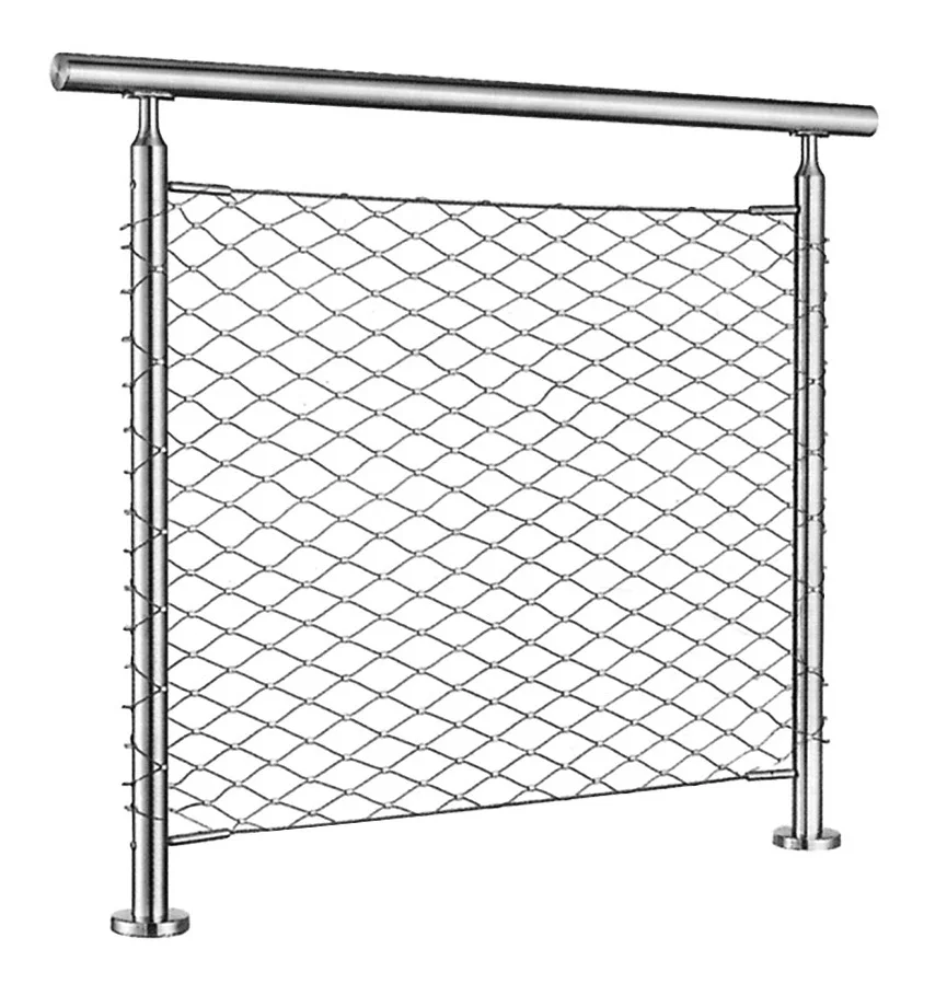 Outdoor Stainless Steel Wire Mesh Railing Post for Staircase Deck Fence ...