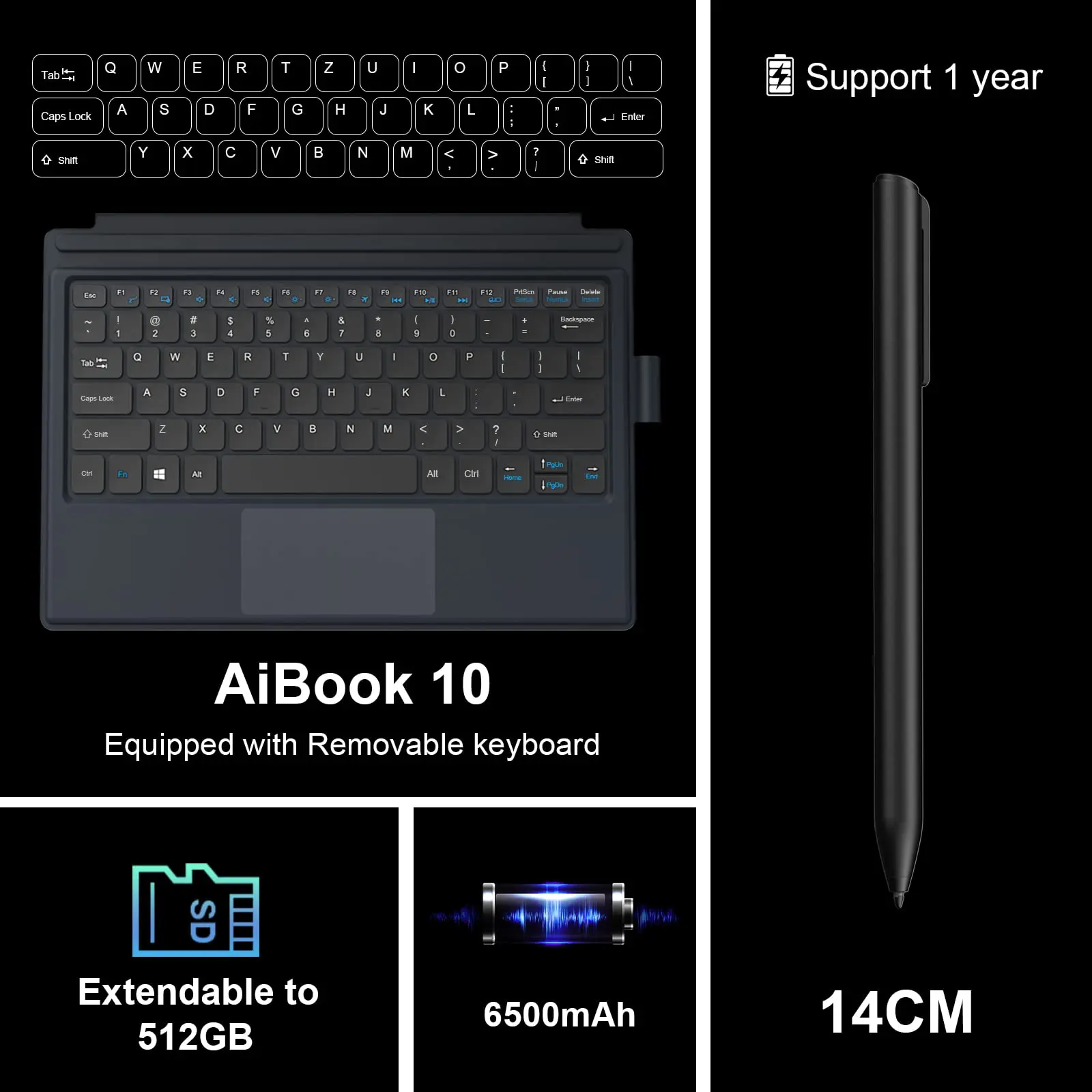 Image of tablet accessories. Tablet Pin, and keyboard 