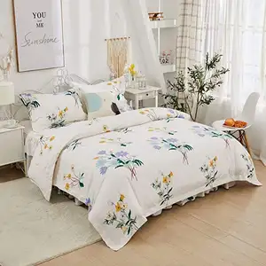 High Quality Egyptian Cotton 2000TC Printed Jacquard Pillowcases Quilt Duvet Cover Set