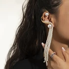 Earrings SHIXIN Long Pearl Tassel Earrings Baroque Pearl Drop Earrings Designer Vintage Gold Earrings For Women