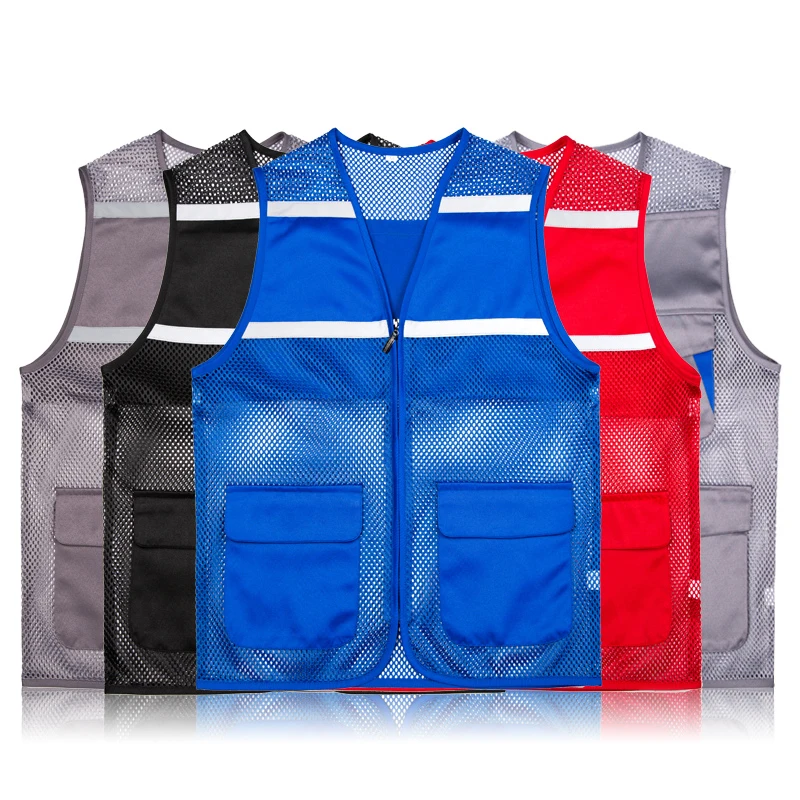Customizable Logo High Visibility Reflector Construction Work Pockets Reflective Safety Vest