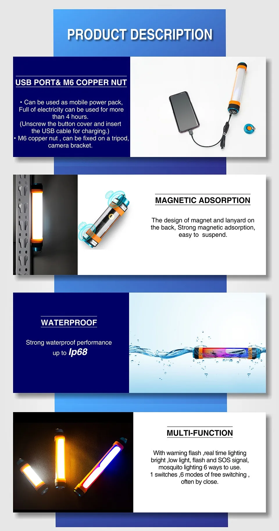 Motorcycle Led Light Mini Torch Light Recharging Smallest Usb Flash