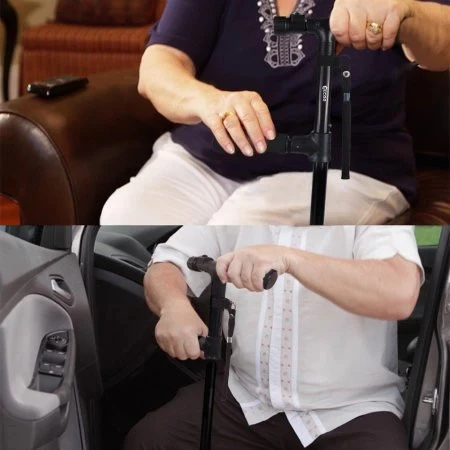 Men's Non-Slip Aluminum LED Adjustable Portable Walking Stick & Cane for Climbing Stairs and Rehabilitation Therapy