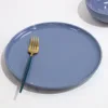 เคลือบภายในสีเทาอมฟ้า, ภายนอกแบบด้าน, จานขนาด 10 นิ้ว, 24 ซม.