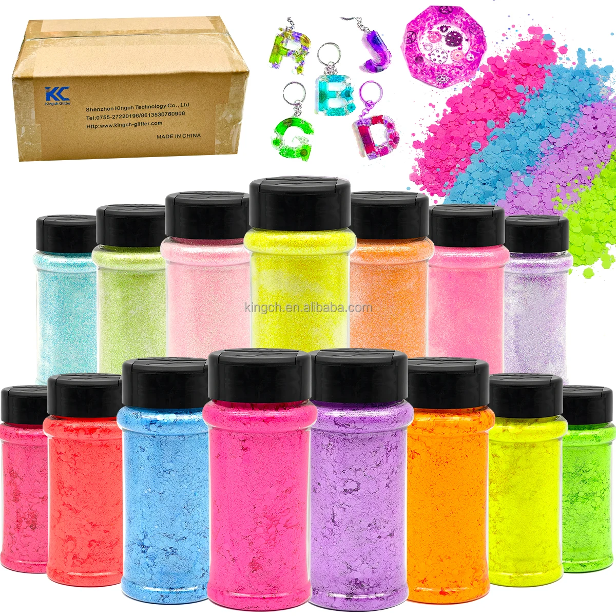 2oz shaker Pastel Colors Glitter Spring Craft chunky glitter Bright Colorful Chunky Body Glitter Shaker 24 colors