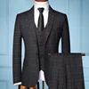 Black mens 2 piece double breasted plaid suit