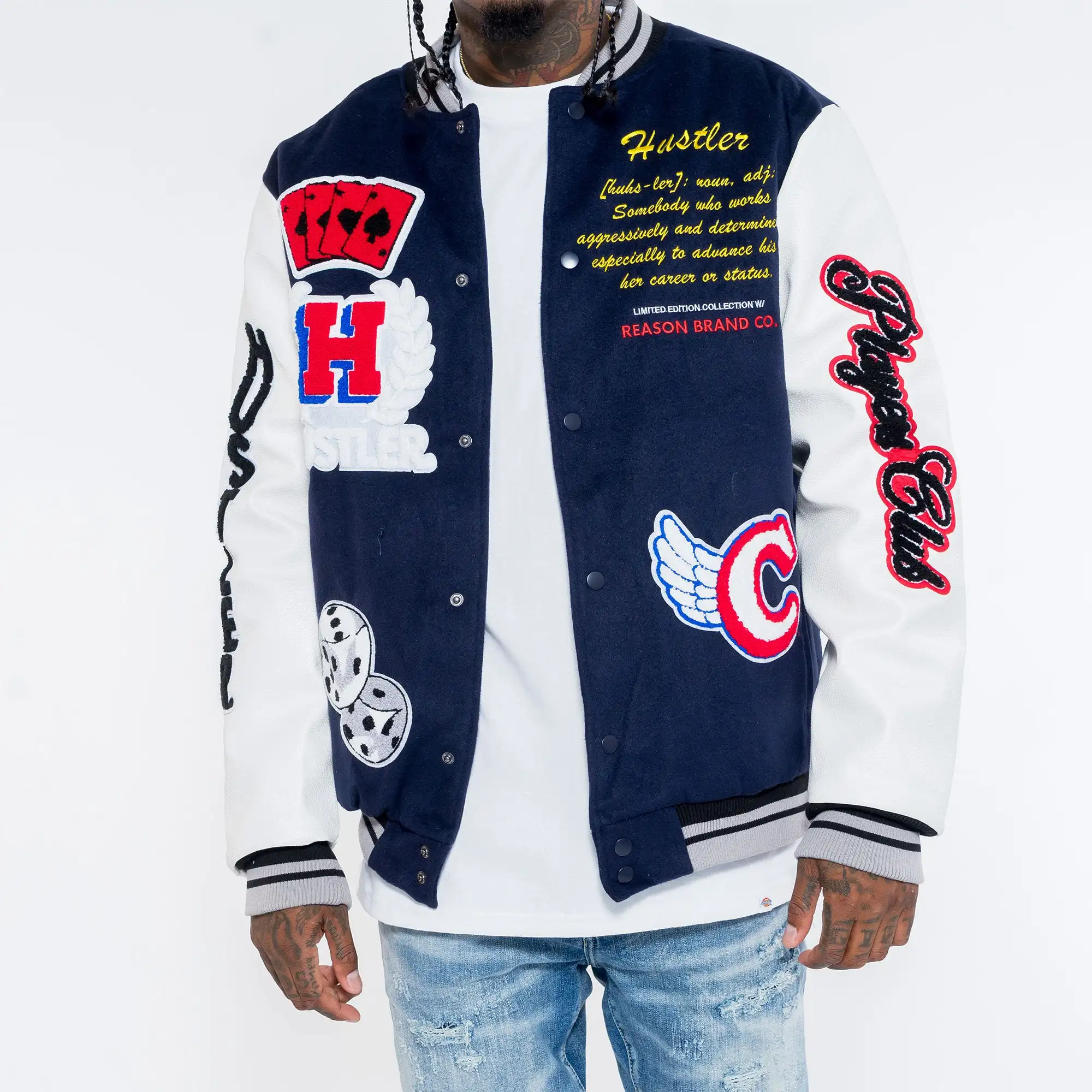 Custom Men's Clothing Embroidery Letter Melton Wool Baseball Letterman