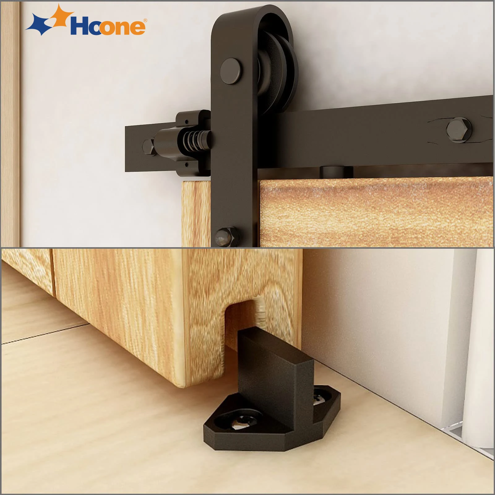 Hoone Wholesale Concealed Soft Close Rolling Wood Barn Door Sliding