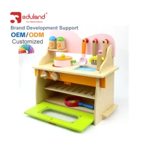 Wholesale Cute Funny Miniature Kitchen Set for Kids Real Kitchen Design Wood Cooking Play Toy