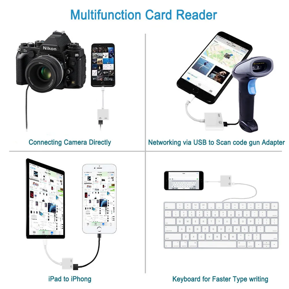 Lightn-ing Male to USB Female Adapter OTG Charger Cable for ios Phone/pad Camera Memory USB Flash Drive Cord Converter Charging
