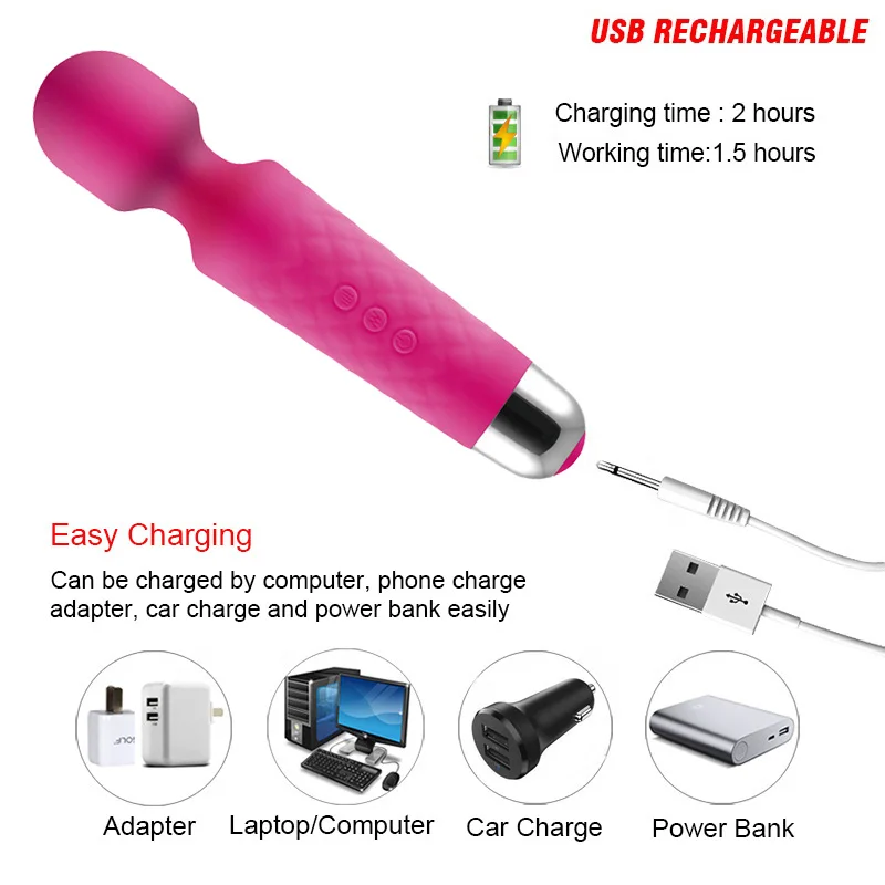Mini Massage Wand Clitoral Stimulator G Spot Vibrating Sex Toy 10 Vibrator  Speeds Massager Av Wand Dildo Vibrating