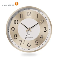 2025 New Fashion Luxury Metal  Aluminum Radio Control Wall Clocks Custom Modern Simple Silent Atomic Tempered Glass Wall Clock