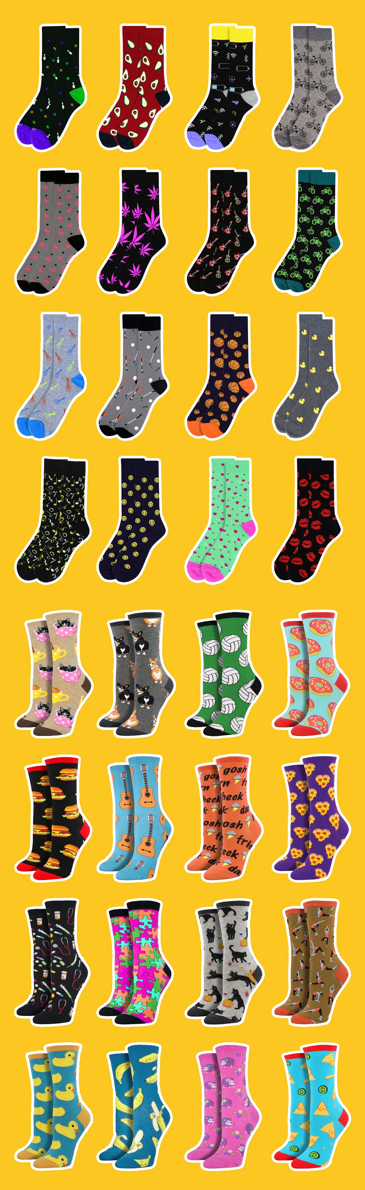 Uron Professional Design Happy Custom Colorful Jacquard Sox Design