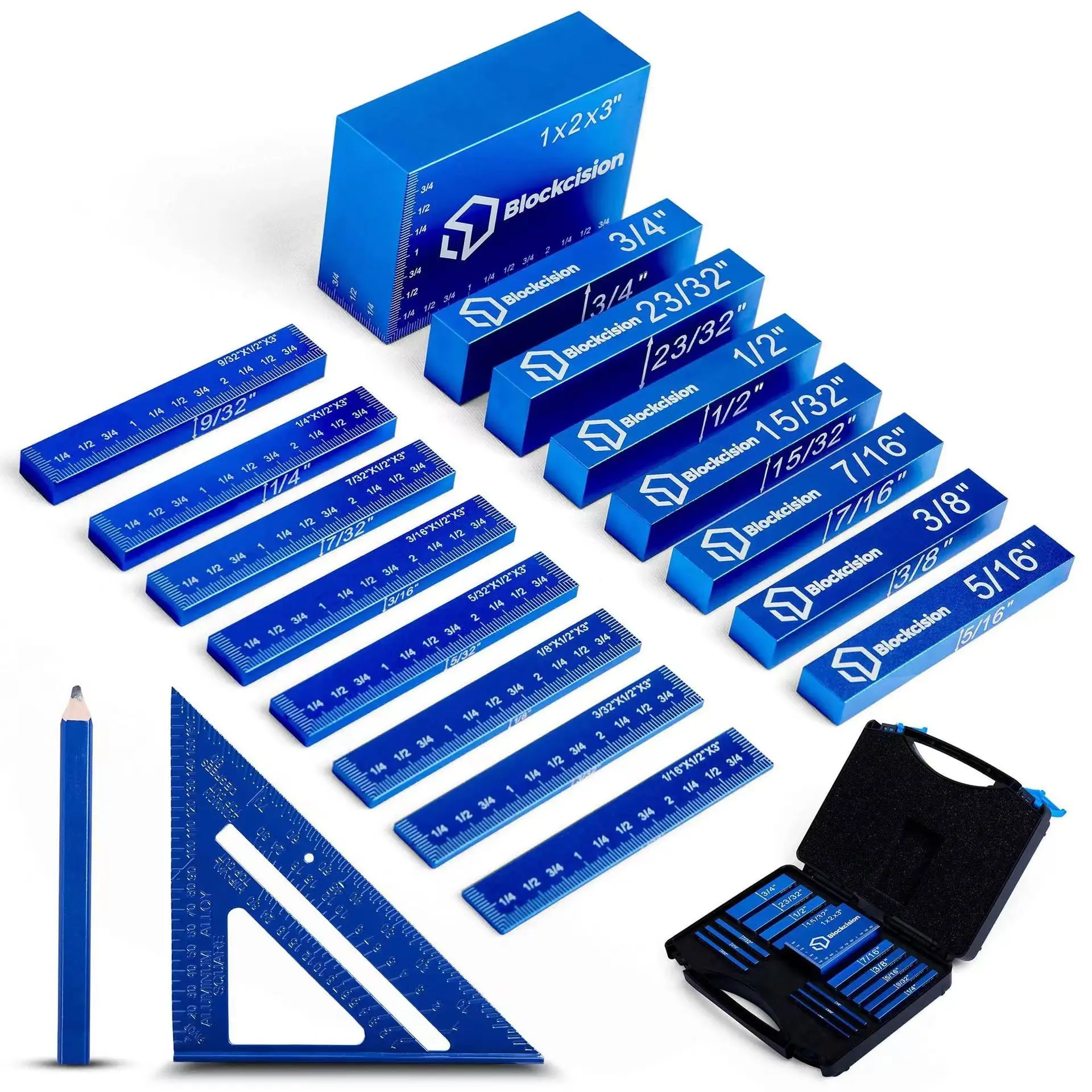 Setup Blocks Height Gauge Set, 15pcs Precision Aluminum Setup Bars For Router And Table Saw Accessories Woodworking Set Up Bars Include Laser Engraved Size Markings - View #11