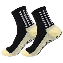 Custom Logo Designer Quality Men's Sport Socks Custom Football Grip Knitted Anti-Slip Running Soccer Stockings Nylon Print