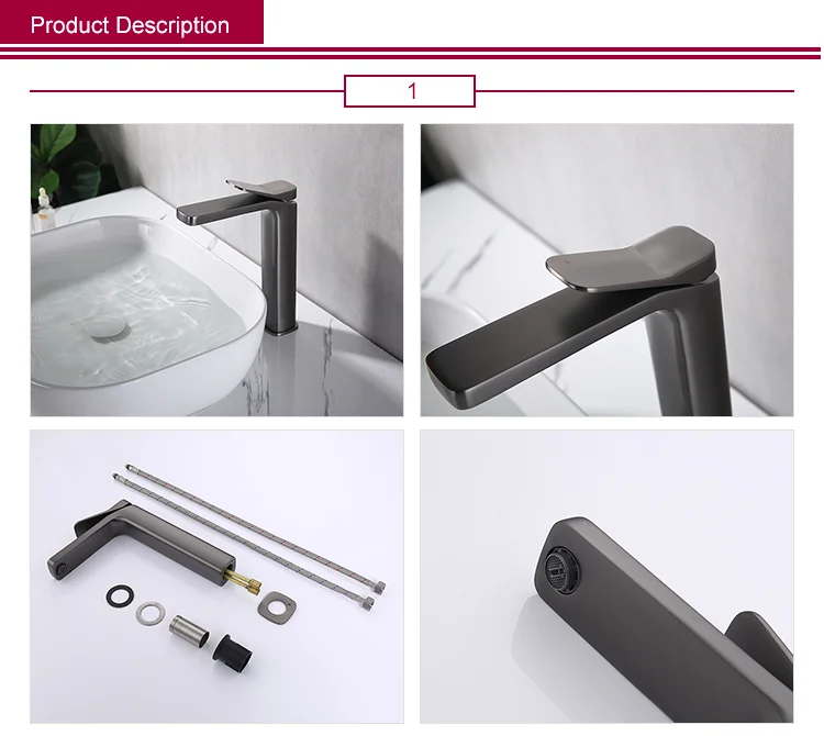 YEKALON FT-6802 Bathroom Black  Wash Basin Mixer Faucet Sanitary Ware Faucets Tall basin faucet