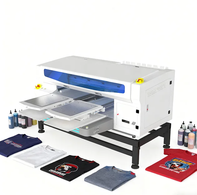 DTG Dual Station White Ink 3D Printer I3200 Head High Quality All-In-One Energy Star for 220 450GSM T Shirts Hoodies Printing