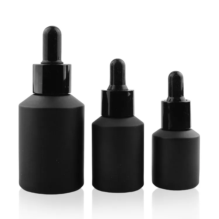 Frosted Apothecary Hot Sale Amber Black Hair Oil Black Uv Violet Glass Jar and Bottle Plastic Cap with Dropper and Pump Spray