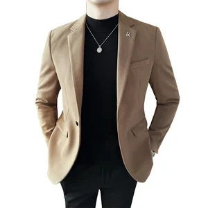 Men's Winter Elegant Luxury Blazer Coat Slim Fit Canvas Fabric Bamboo Lining New Fashion Business Casual Wedding Suit Plus Size