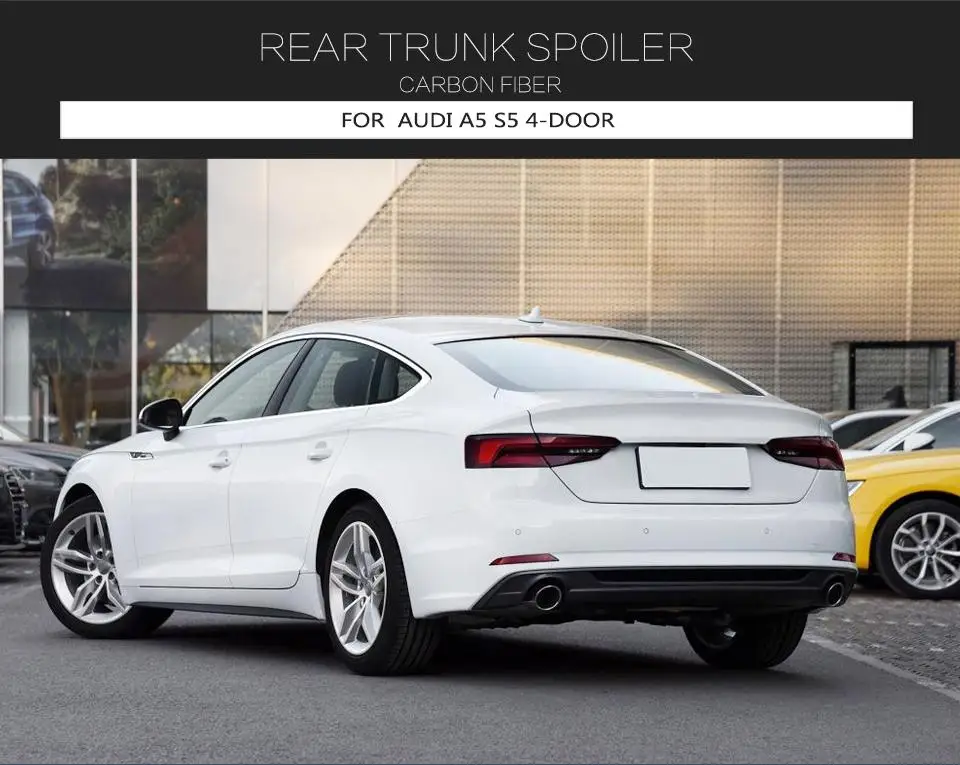 Carbon Fiber Rear Trunk Spoiler Lip Wing For Audi A5 / S5 F5 (2016-2020) - Gloss Black Finish, 1 Year Warranty