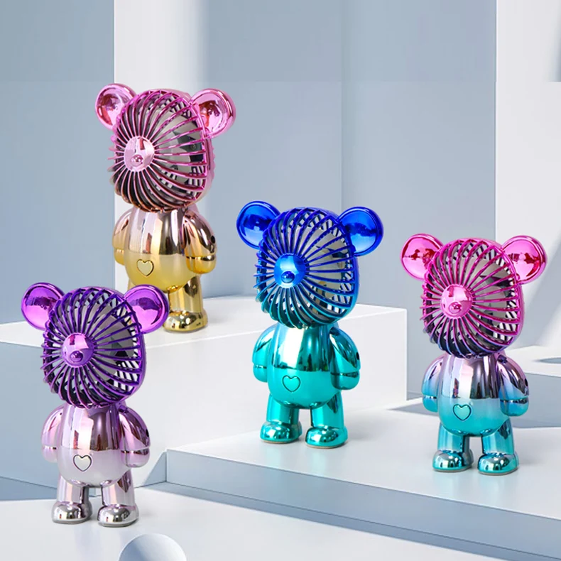 Вентилятор Usb перезаряжаемые портативный мини-вентилятор с гальваническим покрытием медведь на открытом воздухе Творческий Настольная зарядка портативный вентилятор
