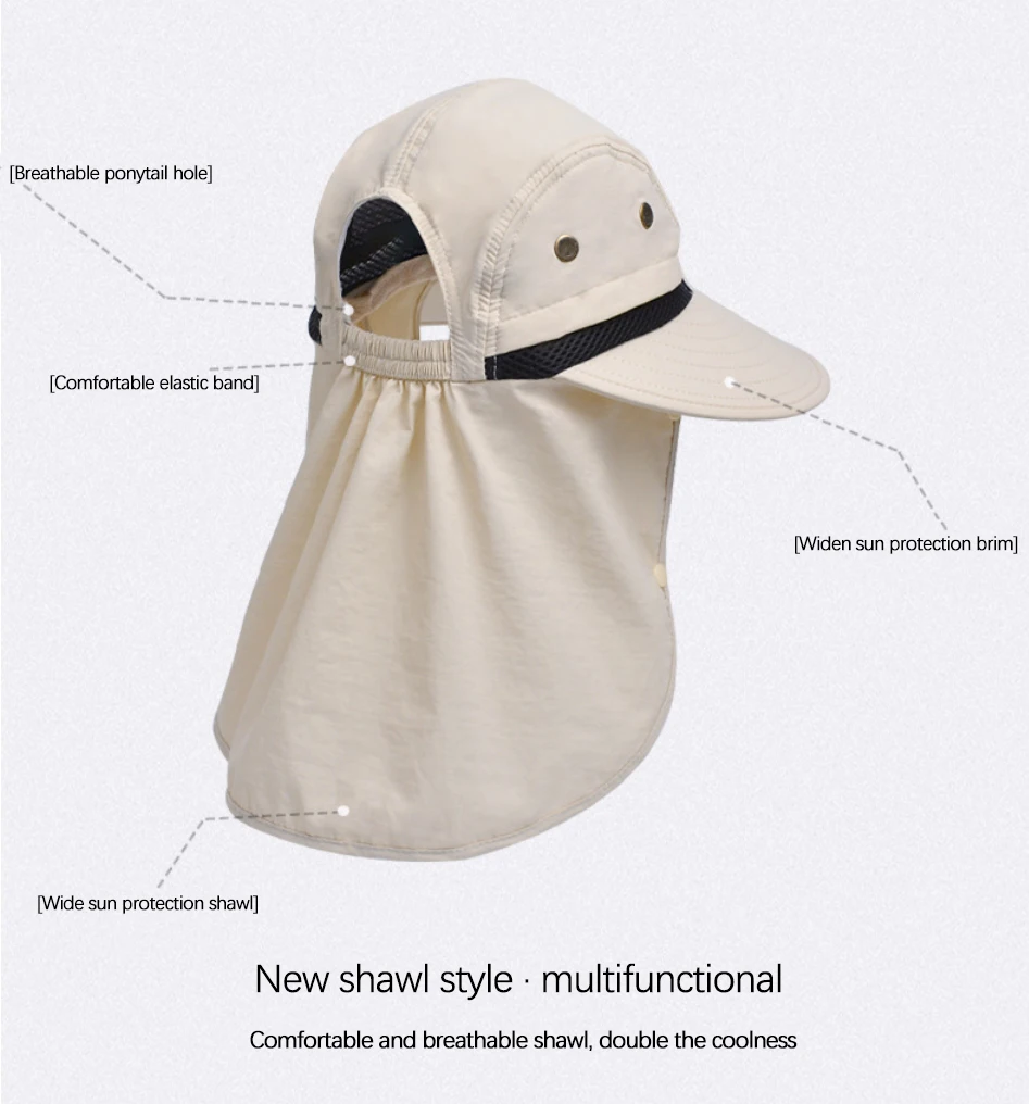 Unisex Sun Hat With Neck Flap & Face Cover – Fishing UV Protection – Adjustable
