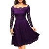 Purple long sleeve lace wedding dress