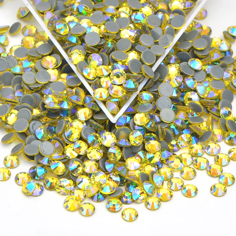 Assortiment Strass AB JAUNE Hotfix - Verre - Tailles S06, S10, S16, S20 - Neuf