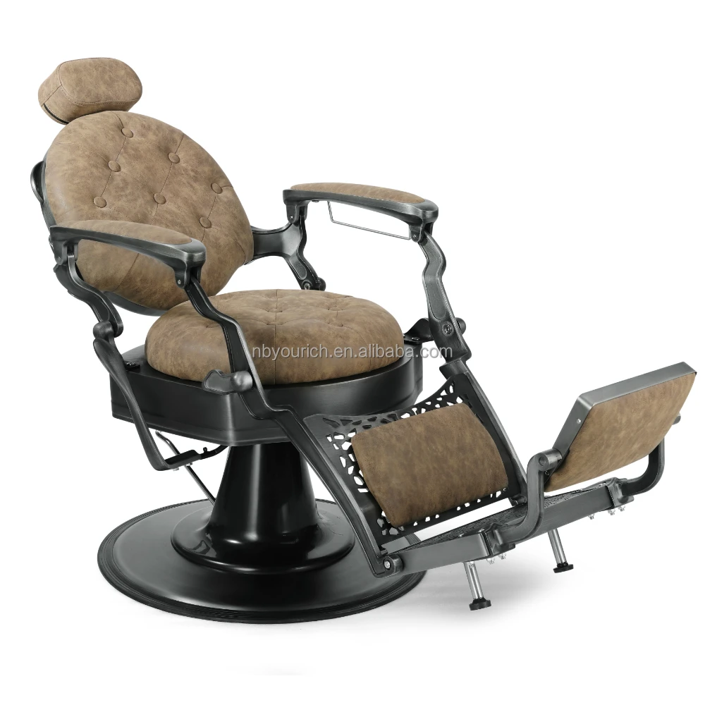Brown barber chair vintage arm chair Super quality beauty salon equipment Aluminum hair salon furniture