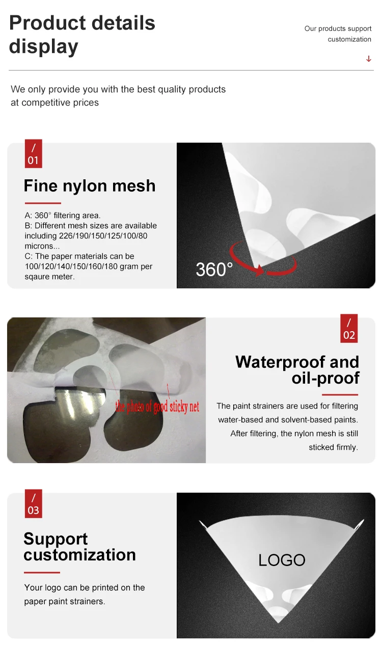 Filtering Water And Solvent Based Paint 190 Micron Paper Strainer