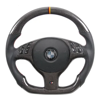 Black carbon fiber steering wheel bmw e46 with buttons carbon fiber trim