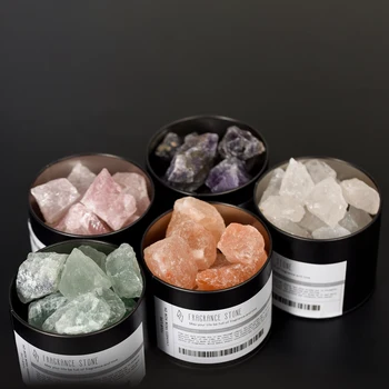 2025 Innovative Products Aromatherapy Clear Quartz Crystal Stone Healing Diffuser/Oil Diffuser-Bell Jar Raw Technique Jade