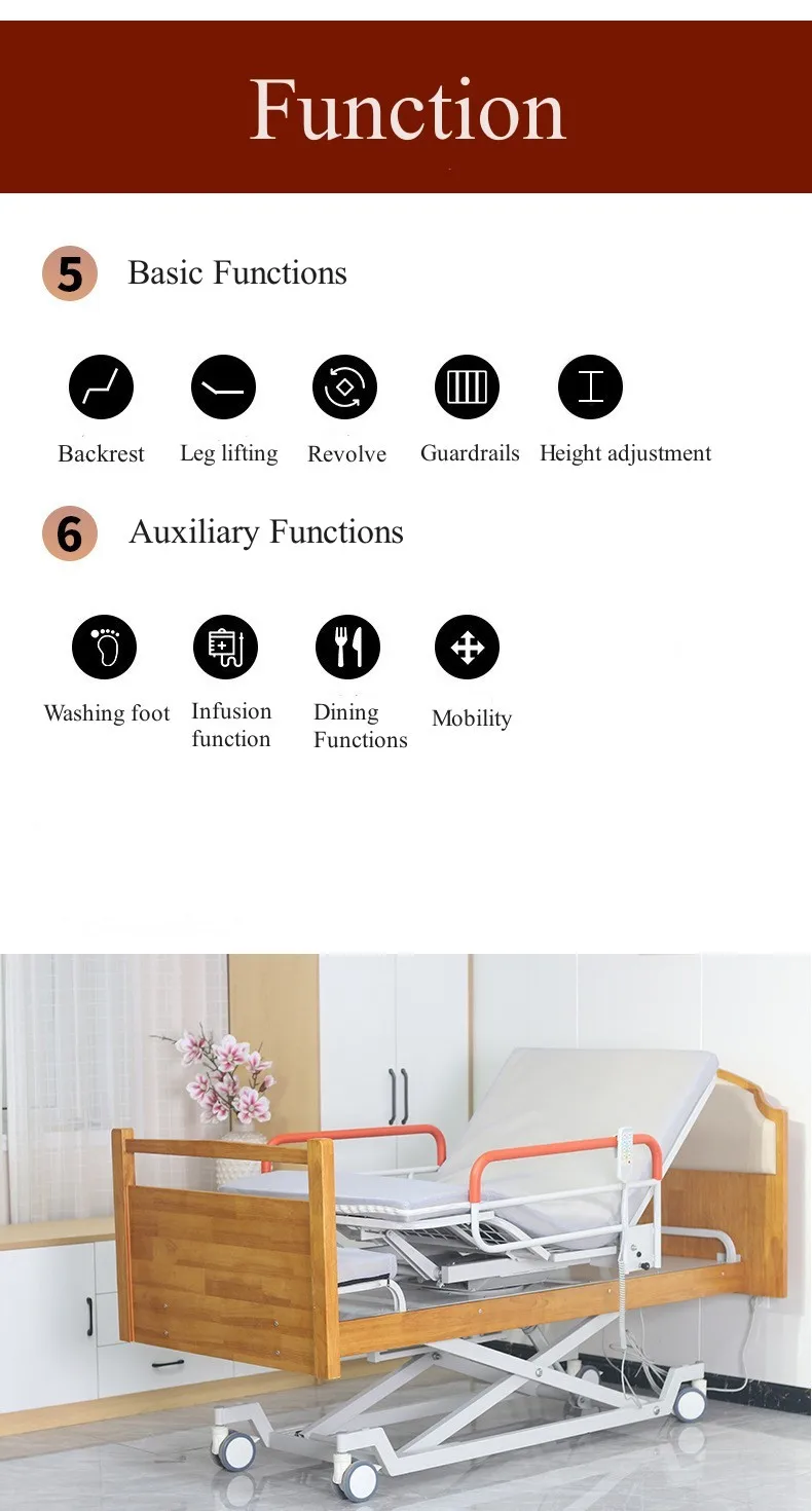 Multifunction Nursing Electric Medical Rotating Bed Elderly Care Senior