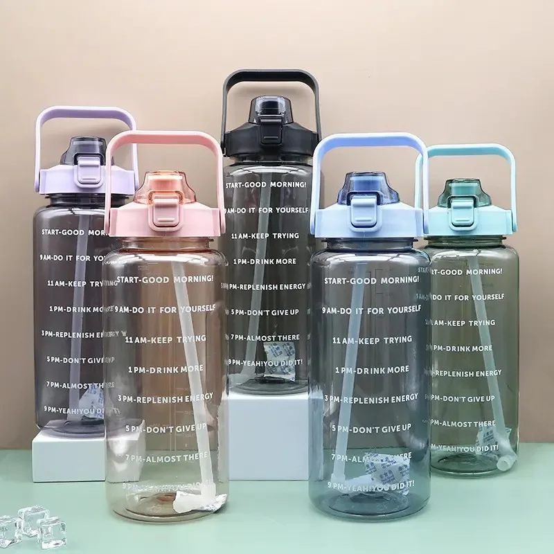 Customizable Clear Half Gallon Bpa Free Water Bottle Time Marker  Motivational Water Bottle 2 Liter Bottle for Water