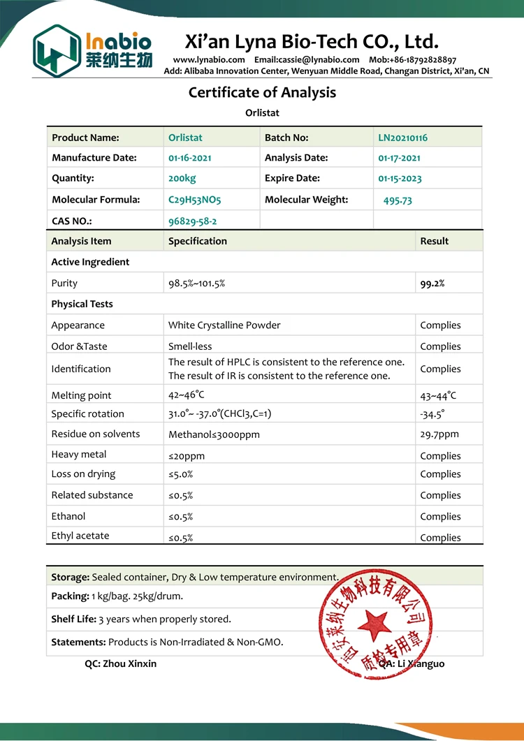 High Quality orlistat capsule for 120mg