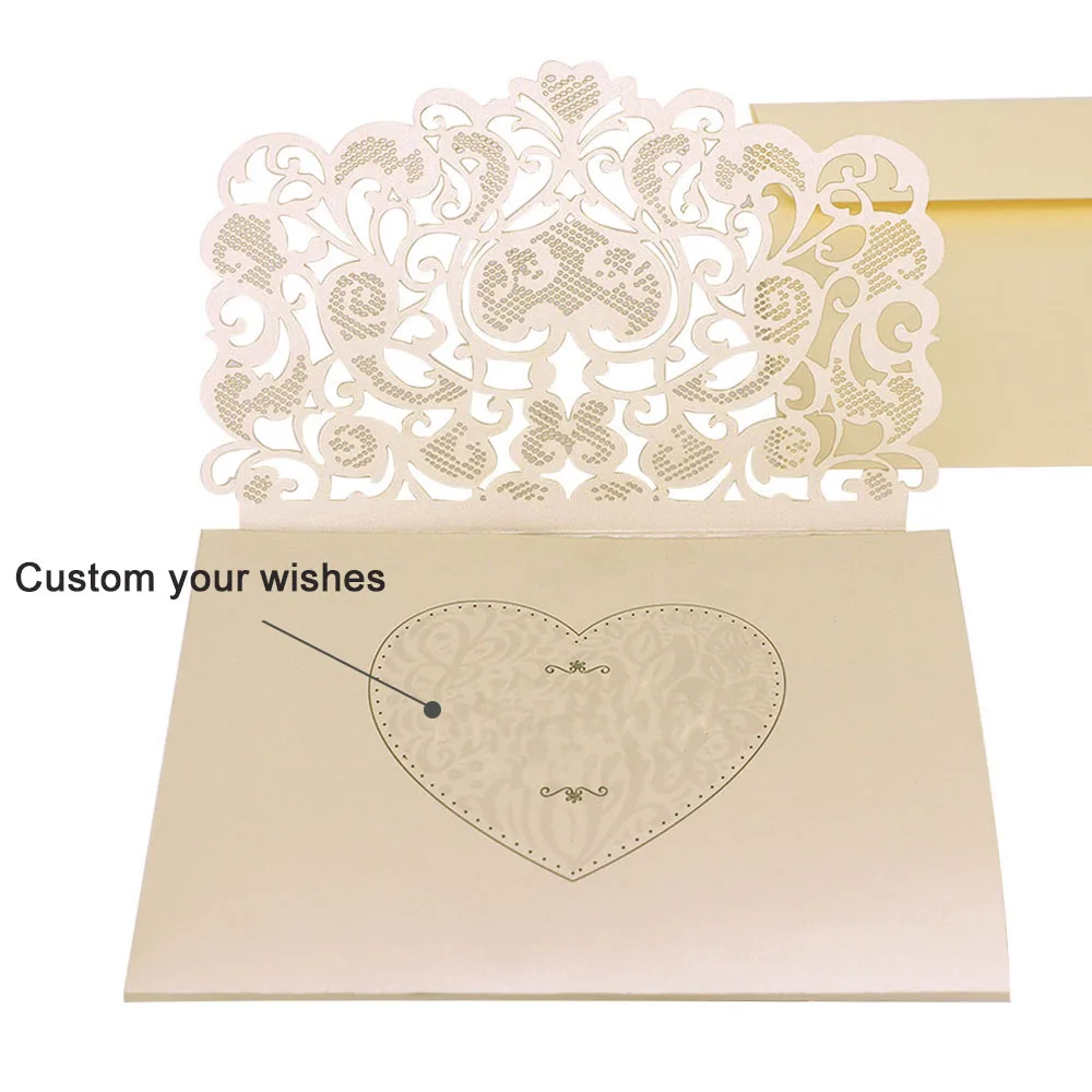 Hot Sale Cartes d'Invitation de mariage avec enveloppe imprimée