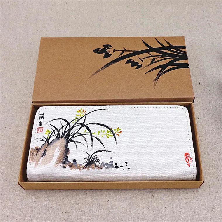 Wholesale Custom DIY Hand-painted lady zipper wallet flower hot sale women  long wallet fashion distinctive red purse From m.