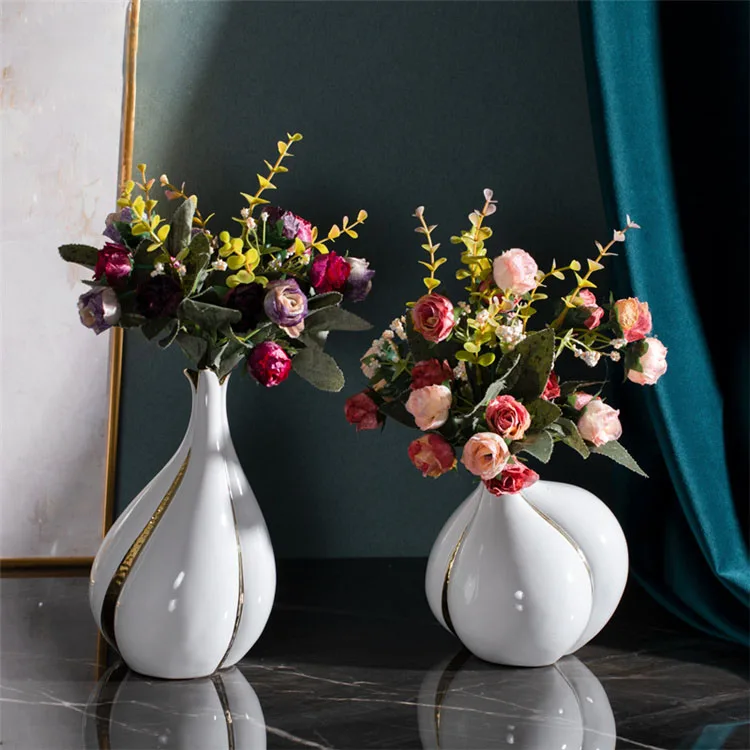 Nordic Style Desktop Onion Shape Design Home Decor Luxury Gift Ceramic Flower Decoration Vase
