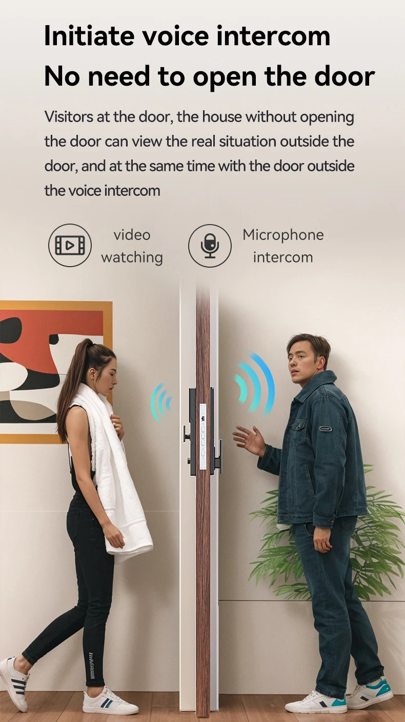 CNC carved facial recognition lock latest technology intelligent door lock
