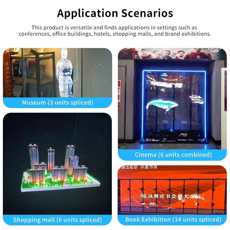 Hologram 3D Fan Advertising Display 100cm 4 Blades Fan 3D Holographic Projection for Indoor Advertising LED Hologram Light