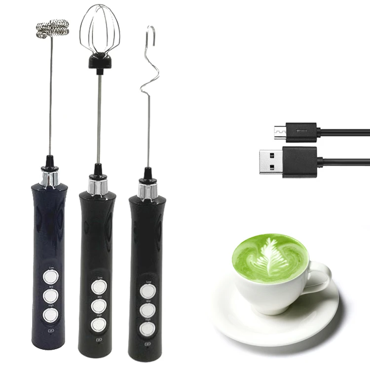 Milk Frother, Rechargeable hand-Held Electric Milk Frother 3 Adjustable USB  Charging Can Be Used forBulletproof Coffee Protein Drinks Matcha Coffee