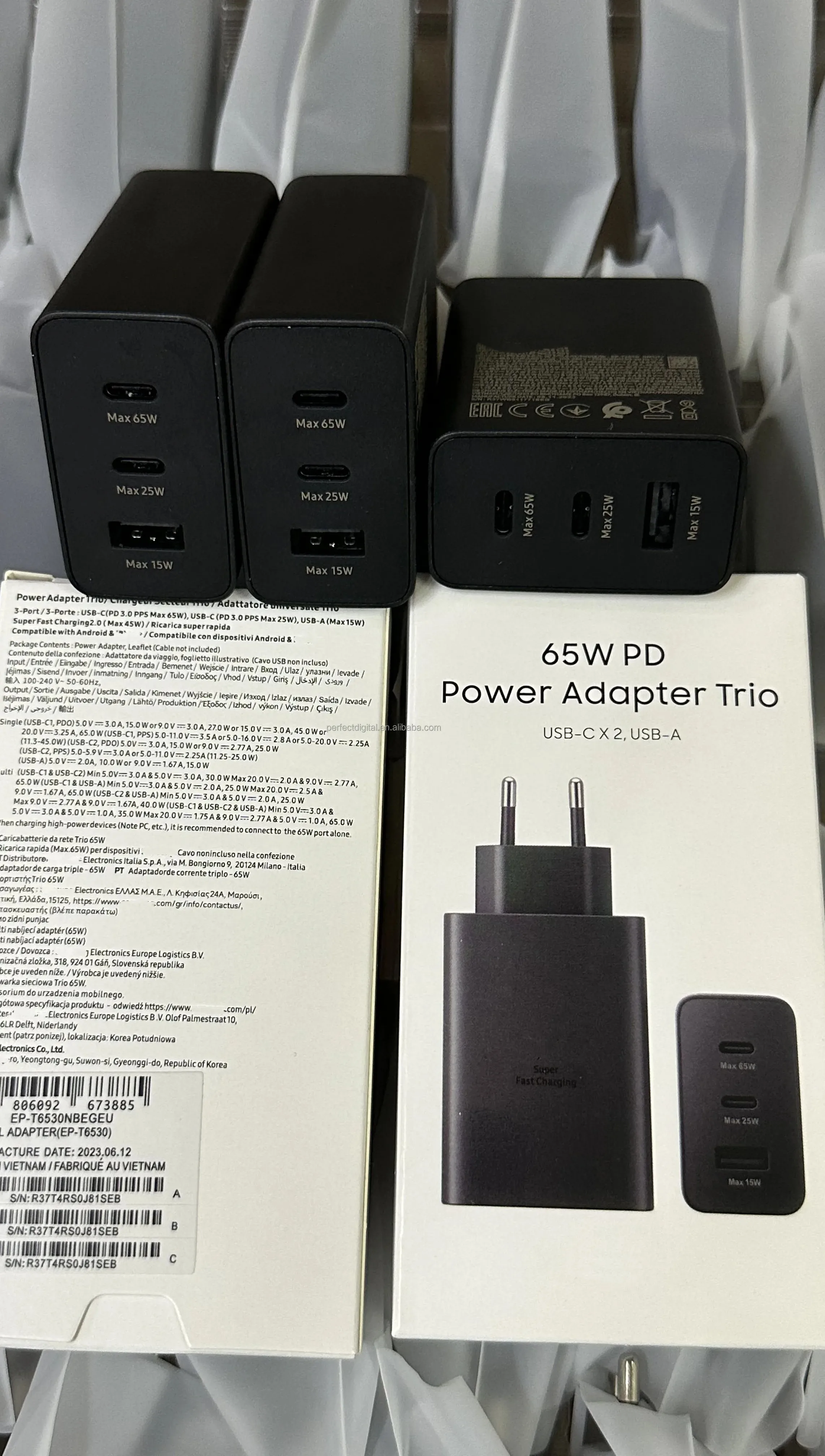 2024 Ept6530 Type C Super Fast Charger 65w Pd Power Adapter Trio For