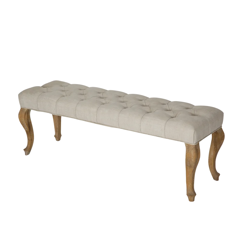 
Французский стиль, сплошная деревянная рама, ткань, стеганная пуговица, обивка, скамейка, стулья 