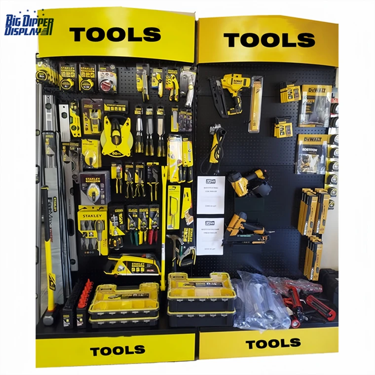 Custom Metal Hardware Store Display Racks Stands Floor Style Pegboard Display Stand Ferreteria Hooks Shelves Steel Iron Retail