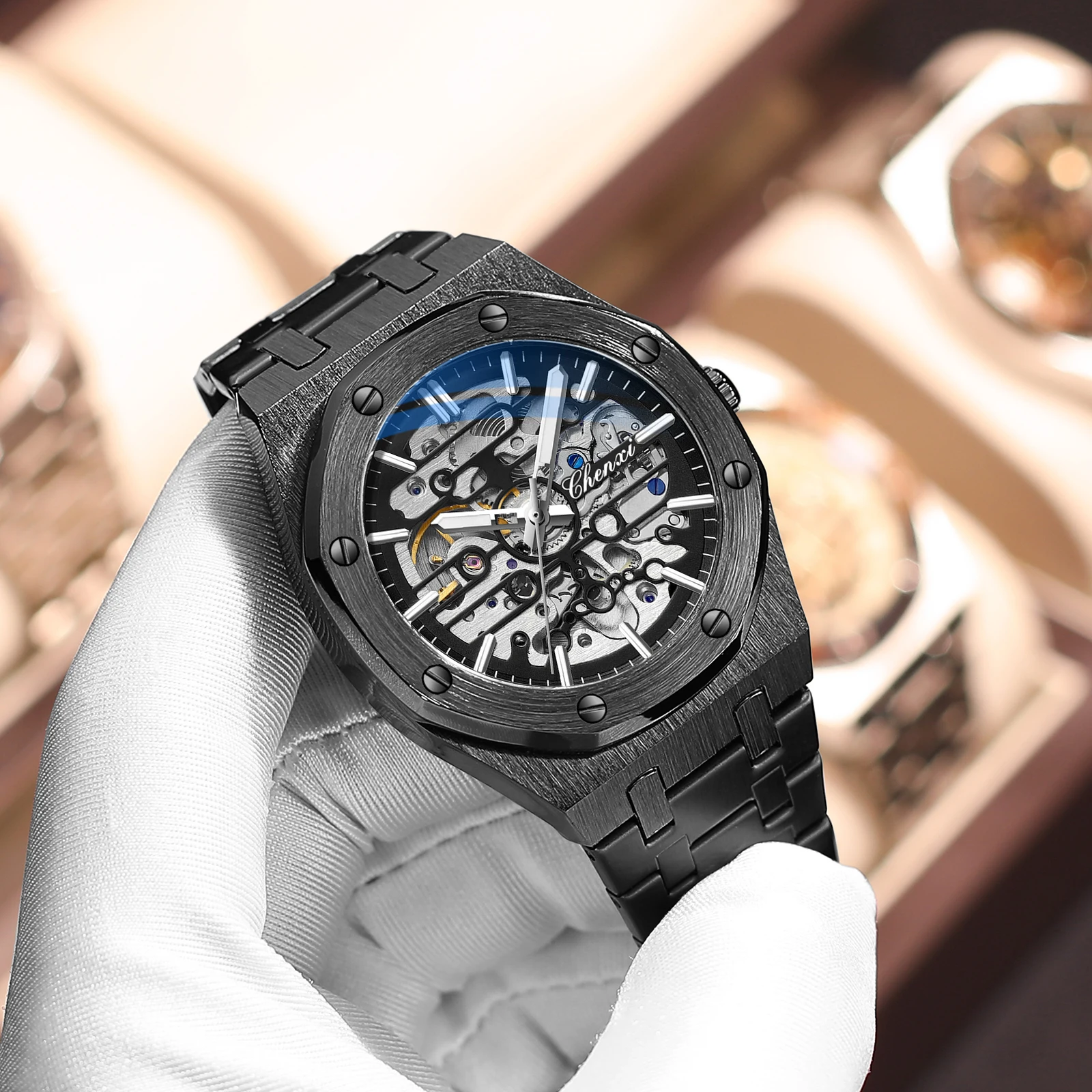 CHENXI 8848 Skeleton Men's Mechanical Watch - Waterproof Stainless