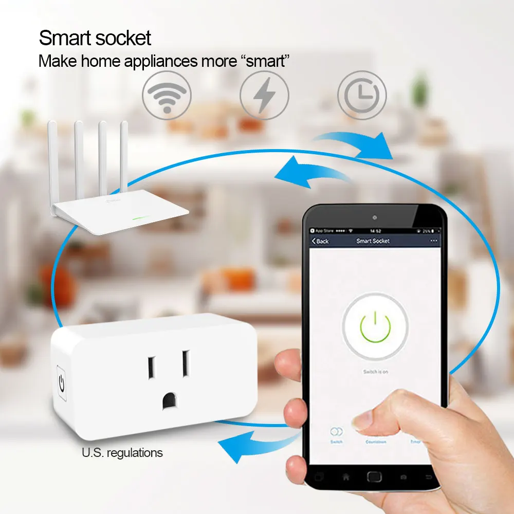 Matter US/UK/EU WiFi Smart Plug Socket with Timer Tuya & Alexa Voice Control HomeKit APP Control